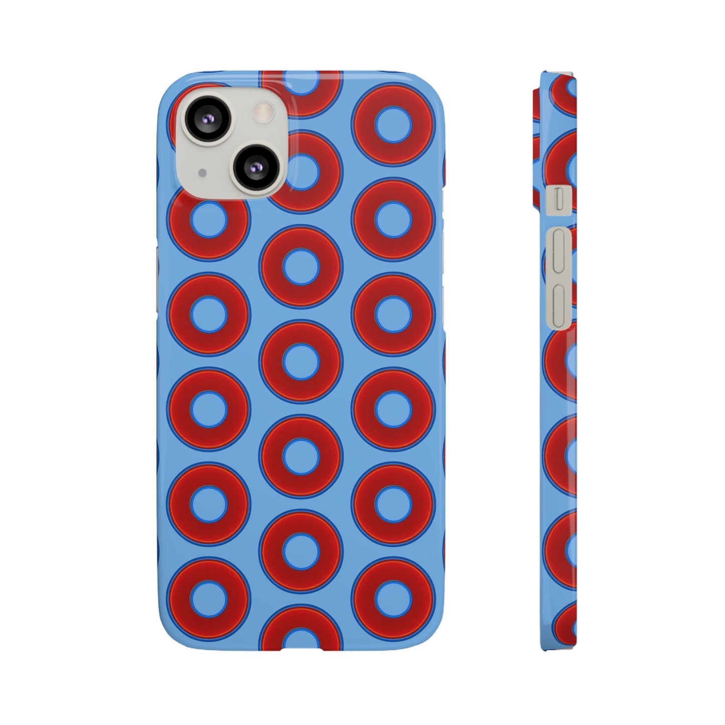 Lumpy Donut Snap Case - red vivid donut print w/light blue background