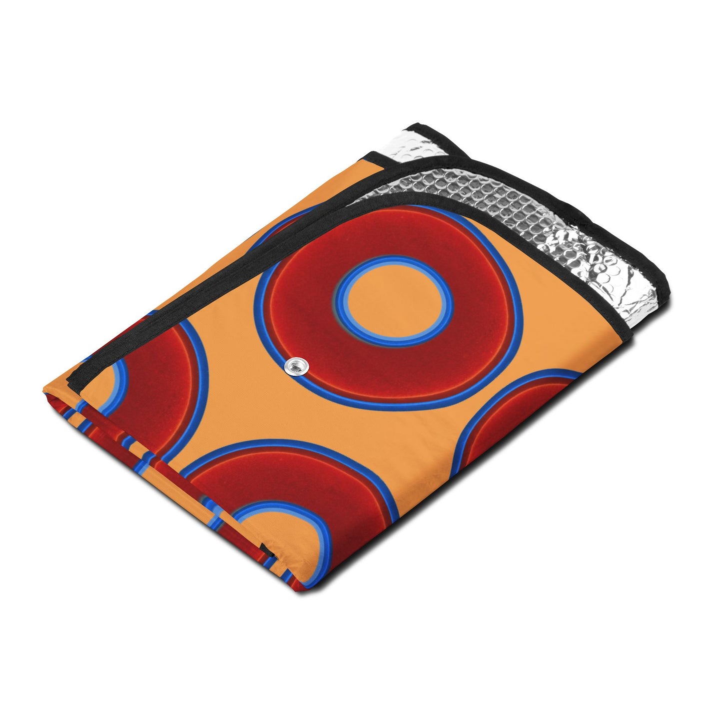 Automotive Donut Sun Shade - red vivid donuts w/creamsicle orange background