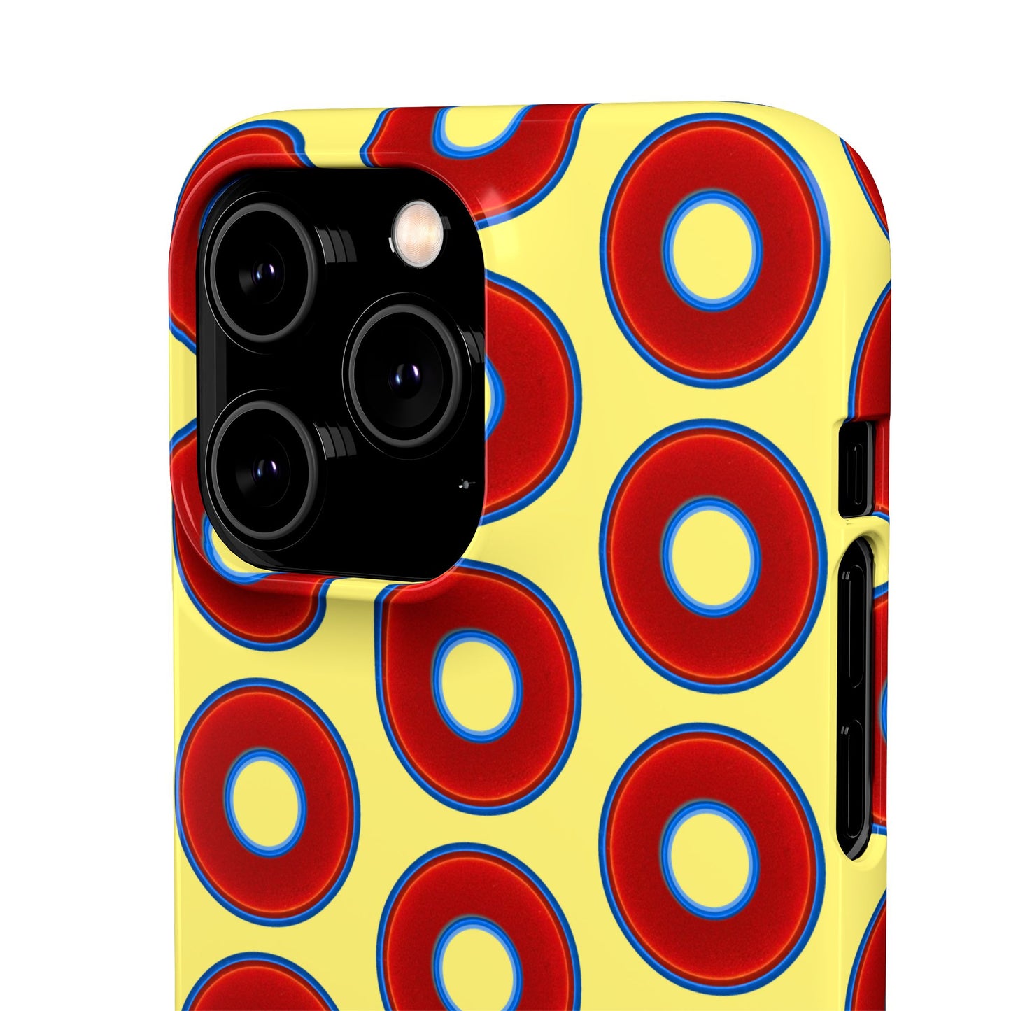 Lumpy Donut Snap Case - red vivid donut print w/yellow background