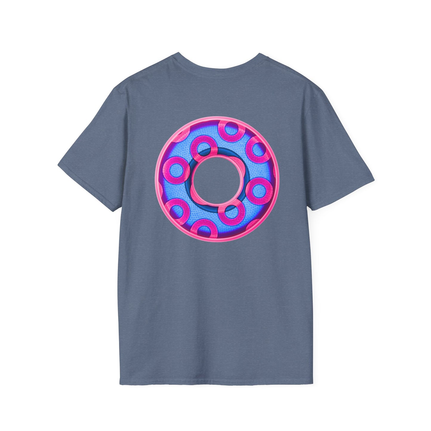 Plain Donuts/Unisex Soft-Style - "Plain Rustic Paradoxical Donuts" - light blue/magenta donuts