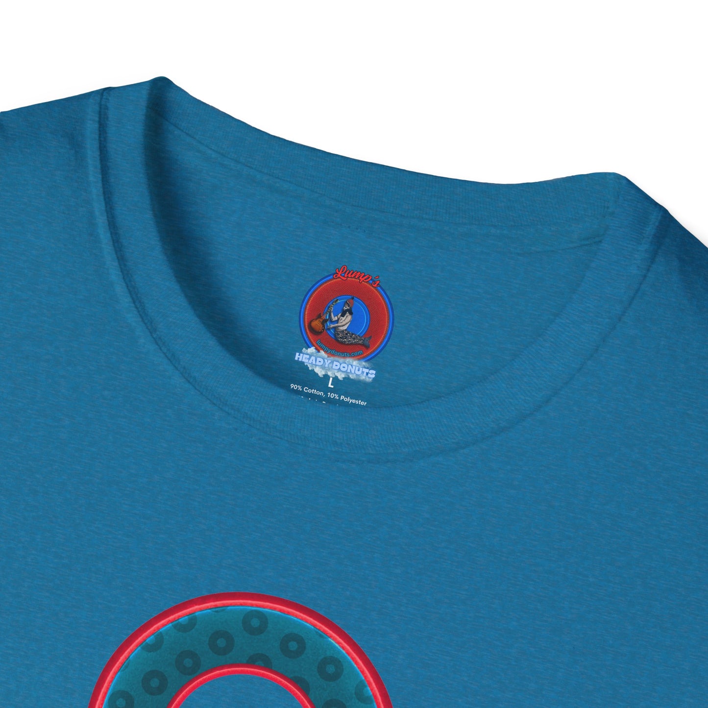 Plain Donuts/Unisex Soft-Style - "Plain Wide Mouthed Paradoxical Donuts" - dark aquamarine blue/red donuts