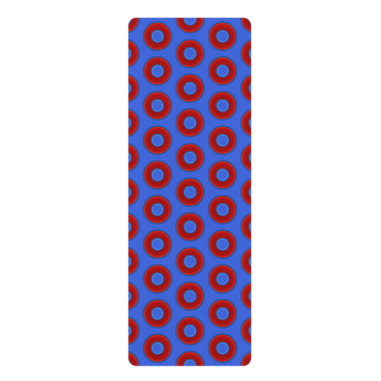 Lumpy Donut Yoga Mat :) - 24″ x 70" - vivid red donut print