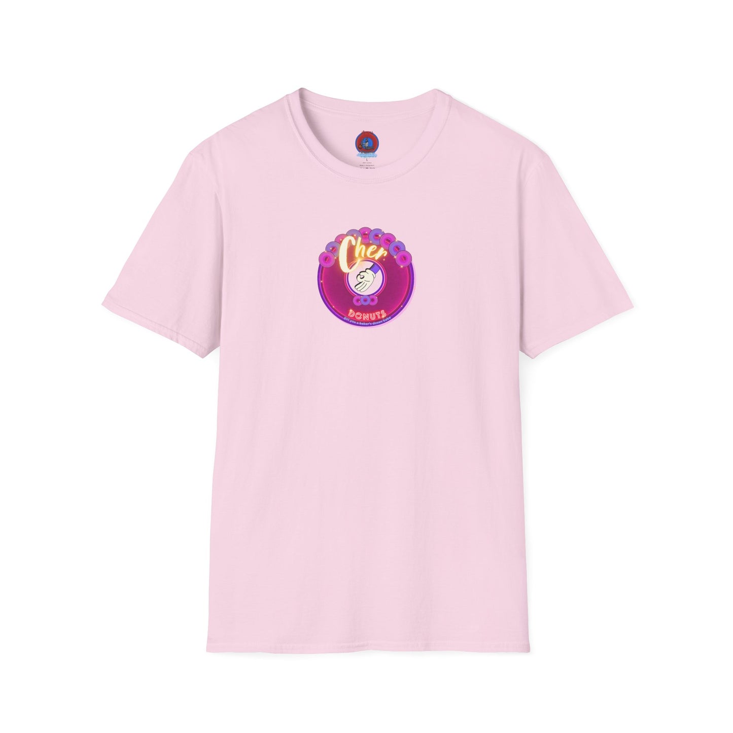Classic Donut Tee - Unisex Soft-Style - "Chering is Caring Donut' - vivid magenta/purple donut