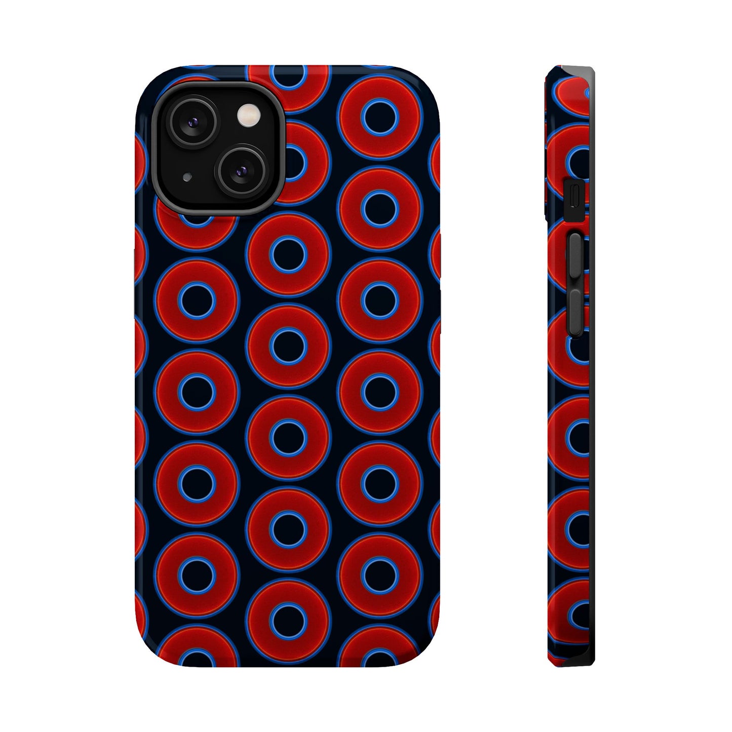 Magnetic Tough Donut Case - red vivid donut print w/blue charcoal background