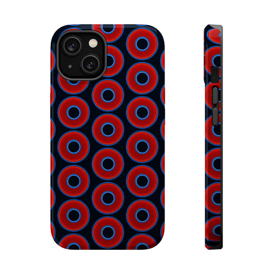 Magnetic Tough Donut Case - red vivid donut print w/blue charcoal background