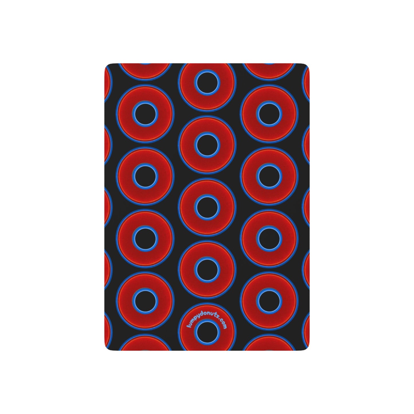 Lumpy Donut Playing Decks - 52-cards - red vivid donuts w/black background