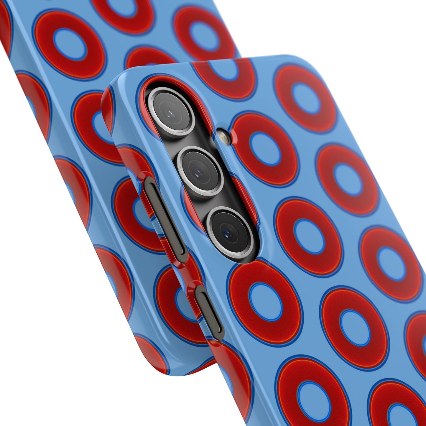 Lumpy Donut Snap Case - red vivid donut print w/light blue background