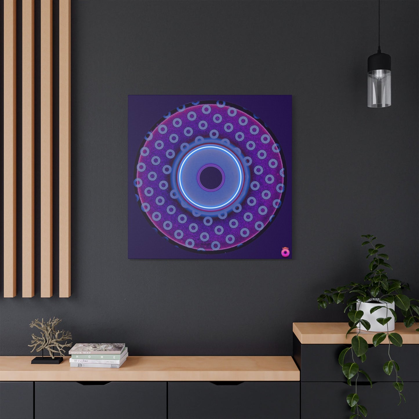Donuts4charity - Giant Canvas [36" x 36"] - "The Silky Smooth Donut" - dark purple/light purple electric paradox donut