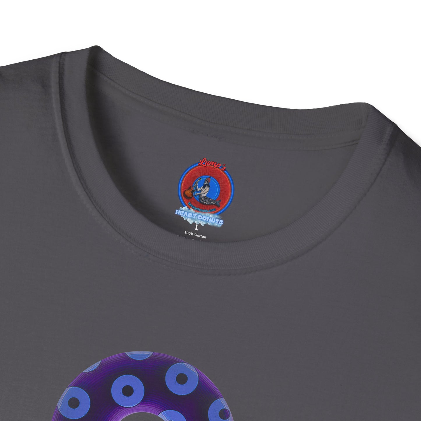 Plain Donuts/Unisex Soft-Style - "Plain Blimpy Paradoxical Donuts" - dark purple/Carolina blue donuts