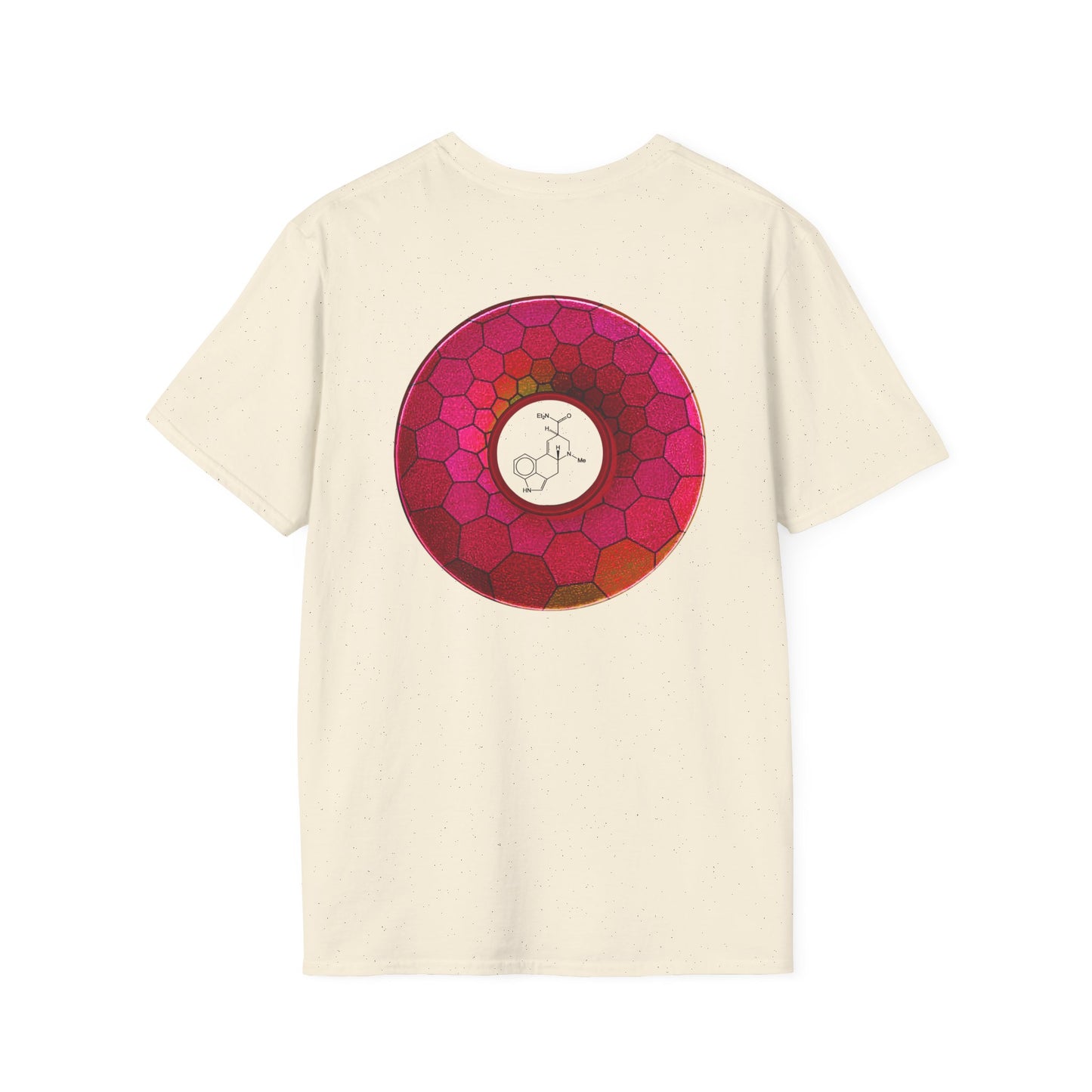 Classic Donut Tee - Unisex Soft-Style - "Dr. Albert Hofmann's Favorite Donut" - series 1.0  - variant 2 - magenta hexadonut