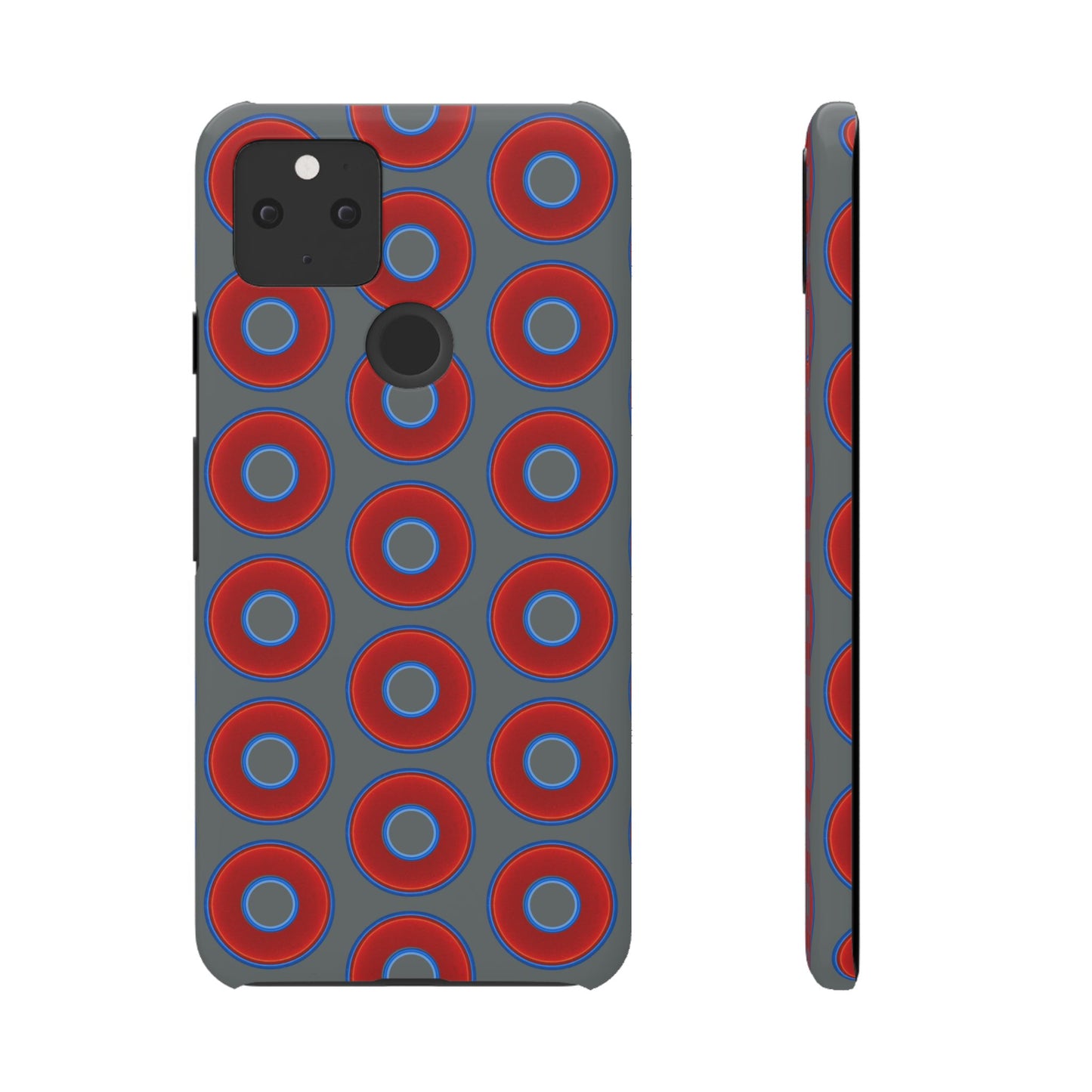 Lumpy Donut Snap Case - red vivid donut print w/dark gray background