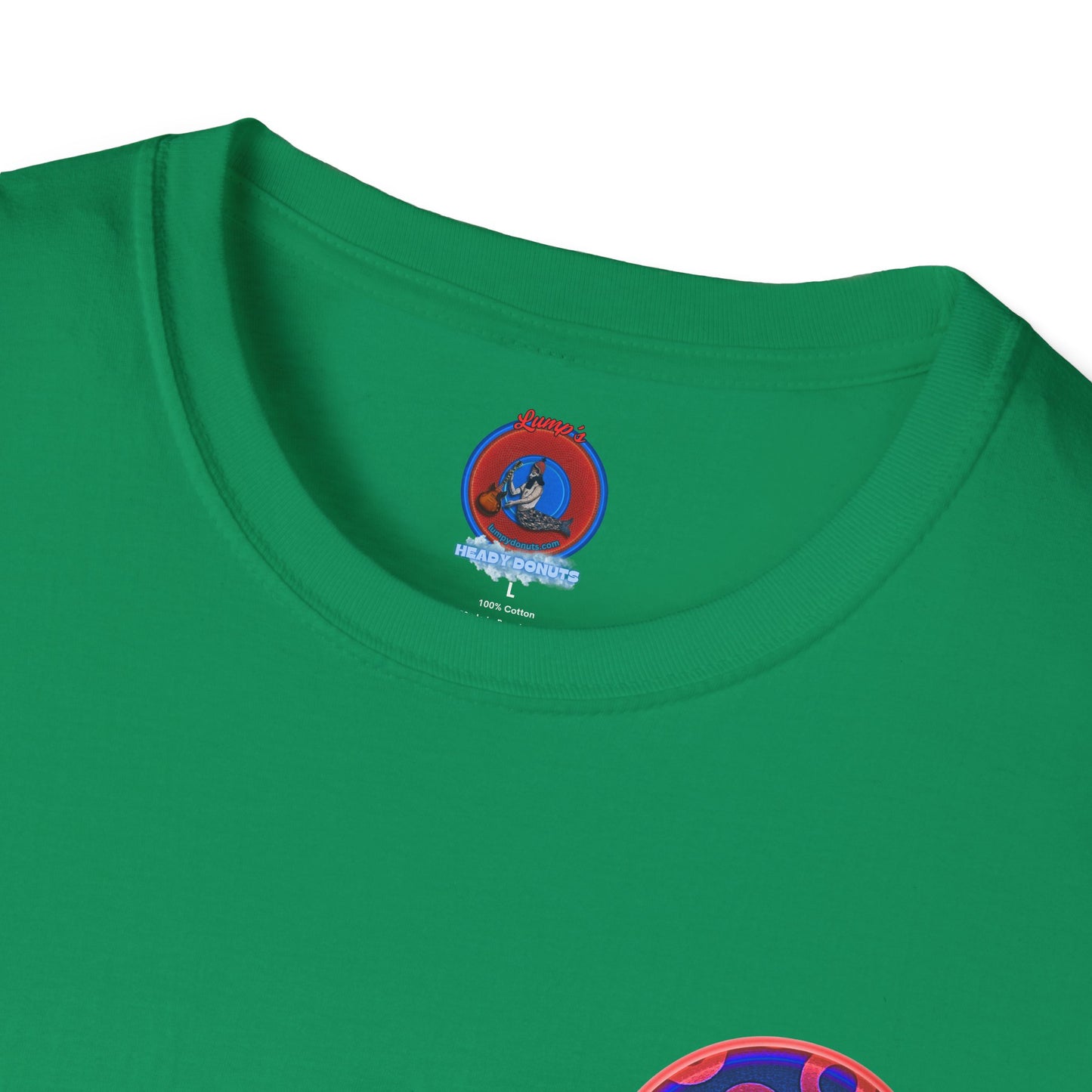 Classic Donut Tee - Unisex Soft-Style - "Beefy Wooked Cream - YEMSG Donut" - electric blue/red rustic paradox donut