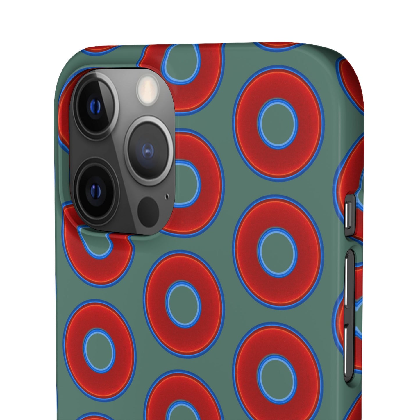 Lumpy Donut Snap Case - red vivid donut print w/Fenway green background