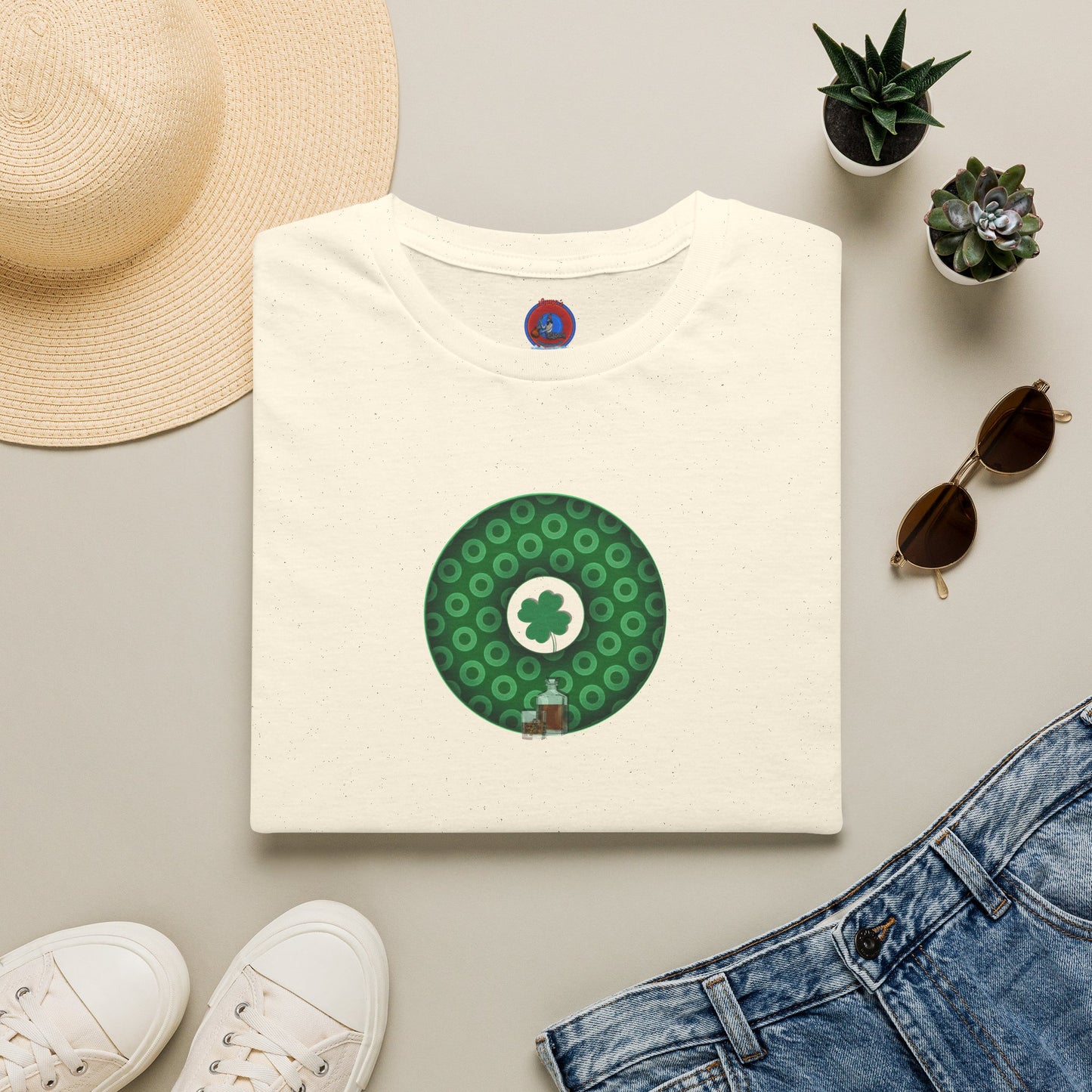 Classic Donut Tee - Unisex Soft-Style - "Patron Saint of Donuts" - St. Patrick's Day Donut - w/whiskey - holiday edition - variant 2
