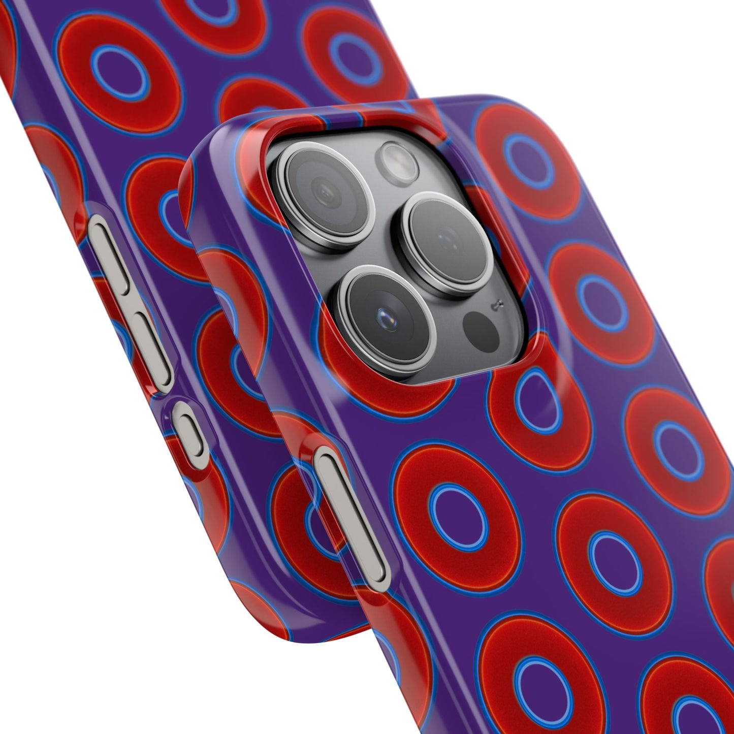 Lumpy Donut Snap Case - red vivid donut print w/dark purple background