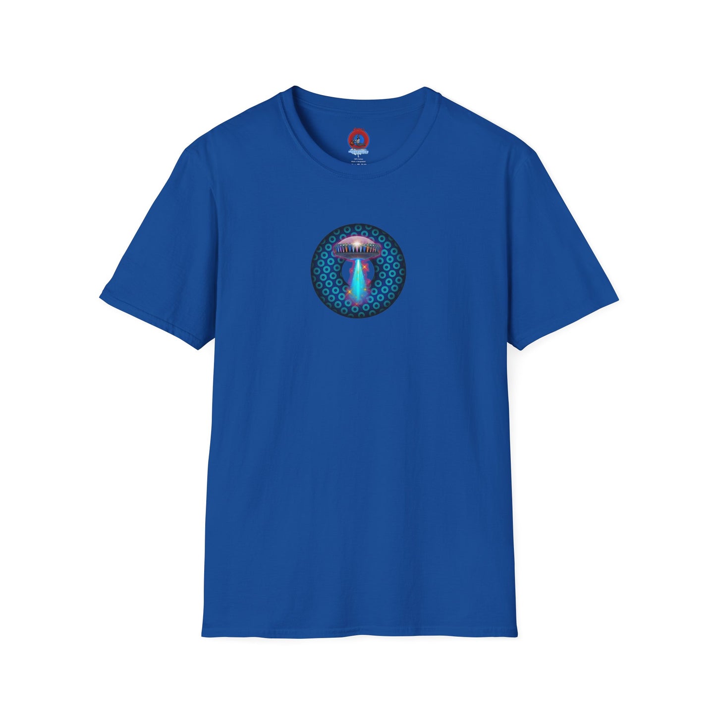 Classic Donut Tee - Unisex Soft-Style - "Donuts now Served on the Mothership" - series 1.0  - variant 3  - blue/light blue donut