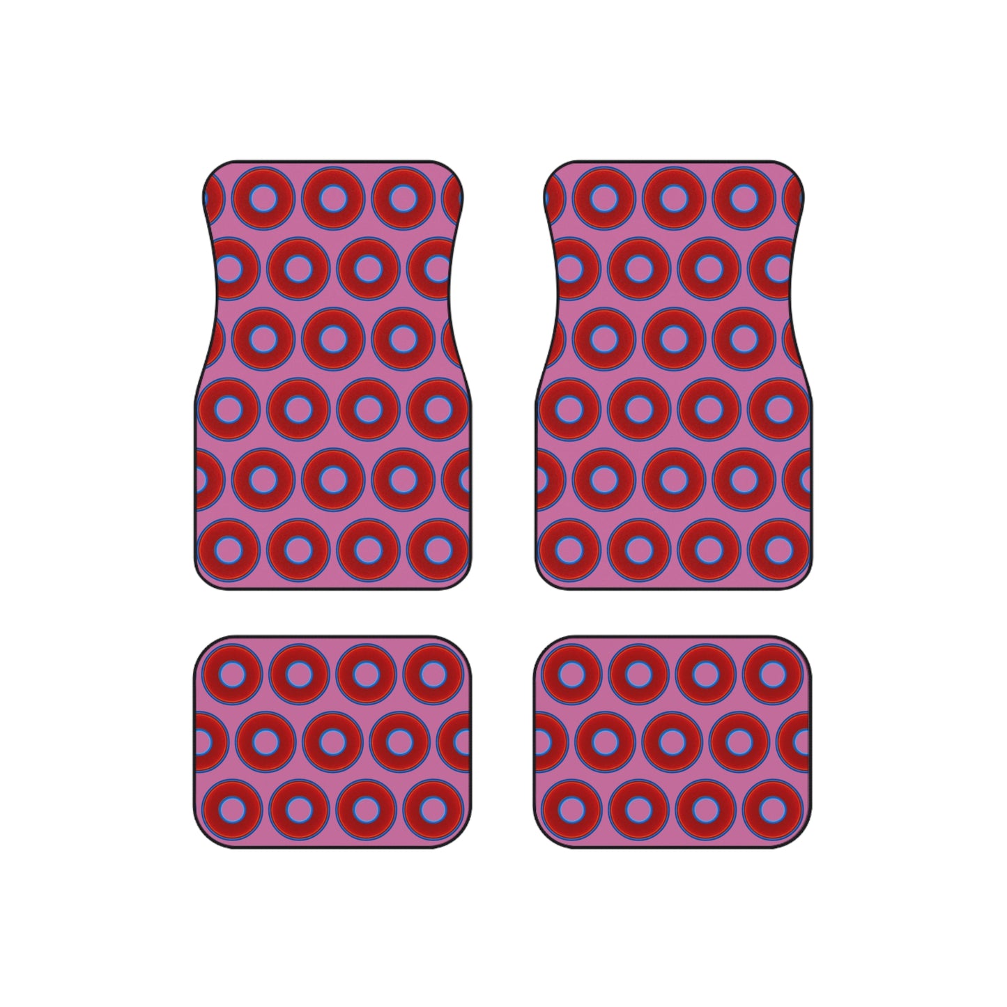Contacted Car Mats - vivid donut print w/pink background