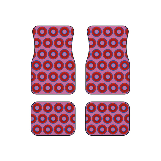 Contacted Car Mats - vivid donut print w/pink background