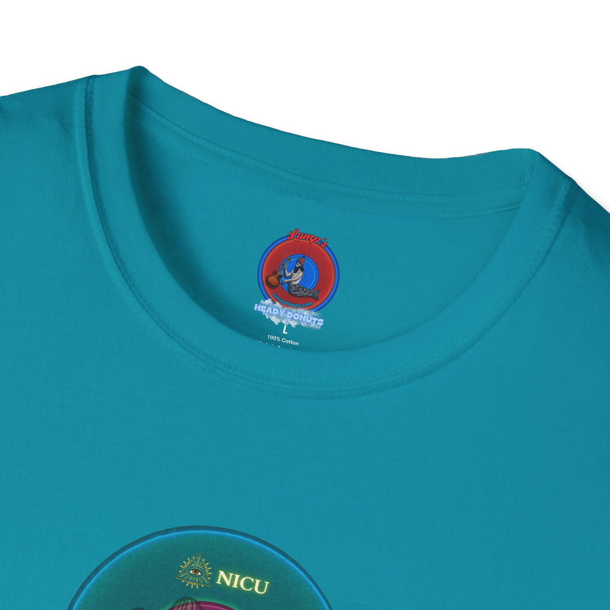 Classic Donut Tee - Unisex Soft-Style - "Masonic Donut of Rites" - series 1.0  - vivid dark teal donut