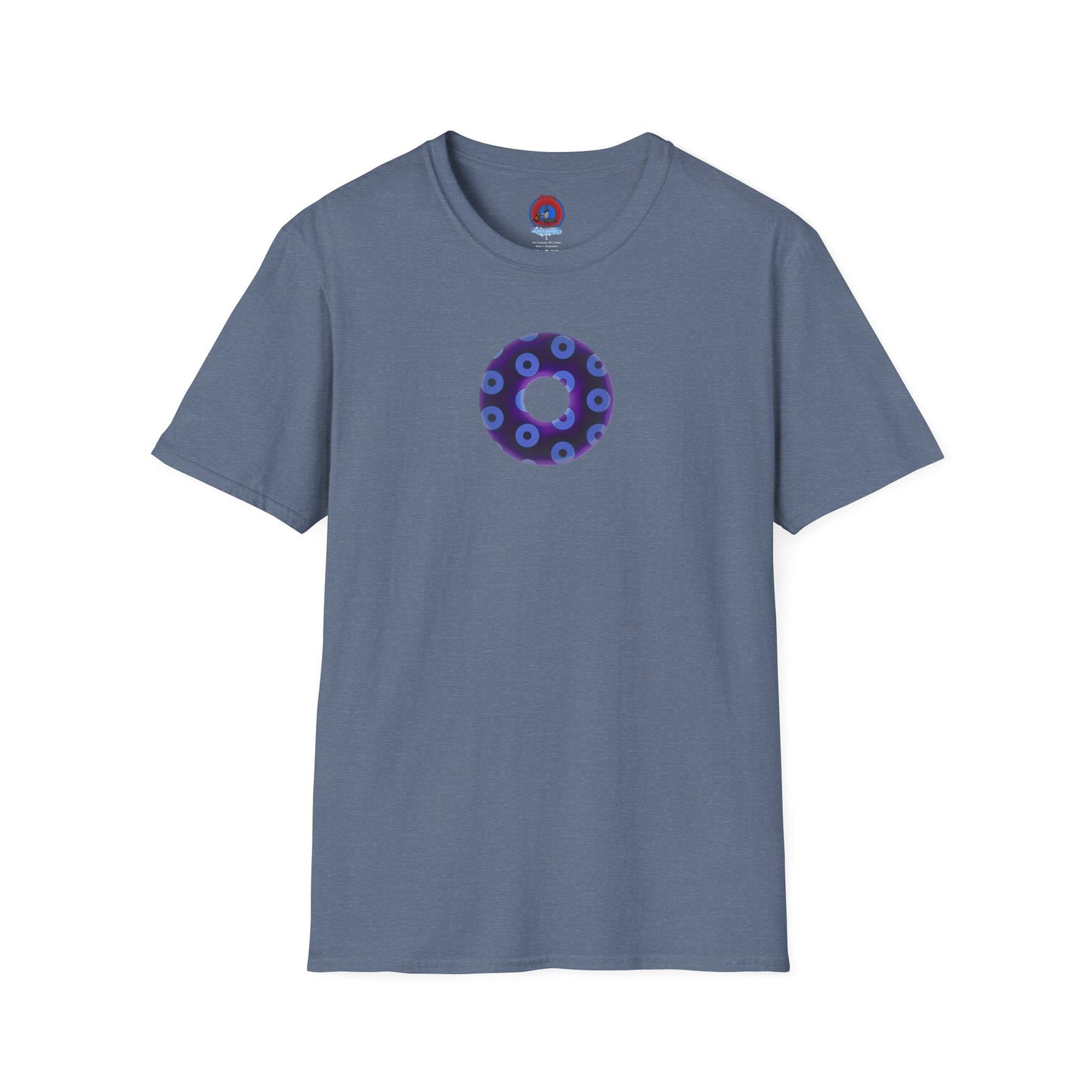 Plain Donuts/Unisex Soft-Style - "Plain Blimpy Paradoxical Donuts" - dark purple/Carolina blue donuts