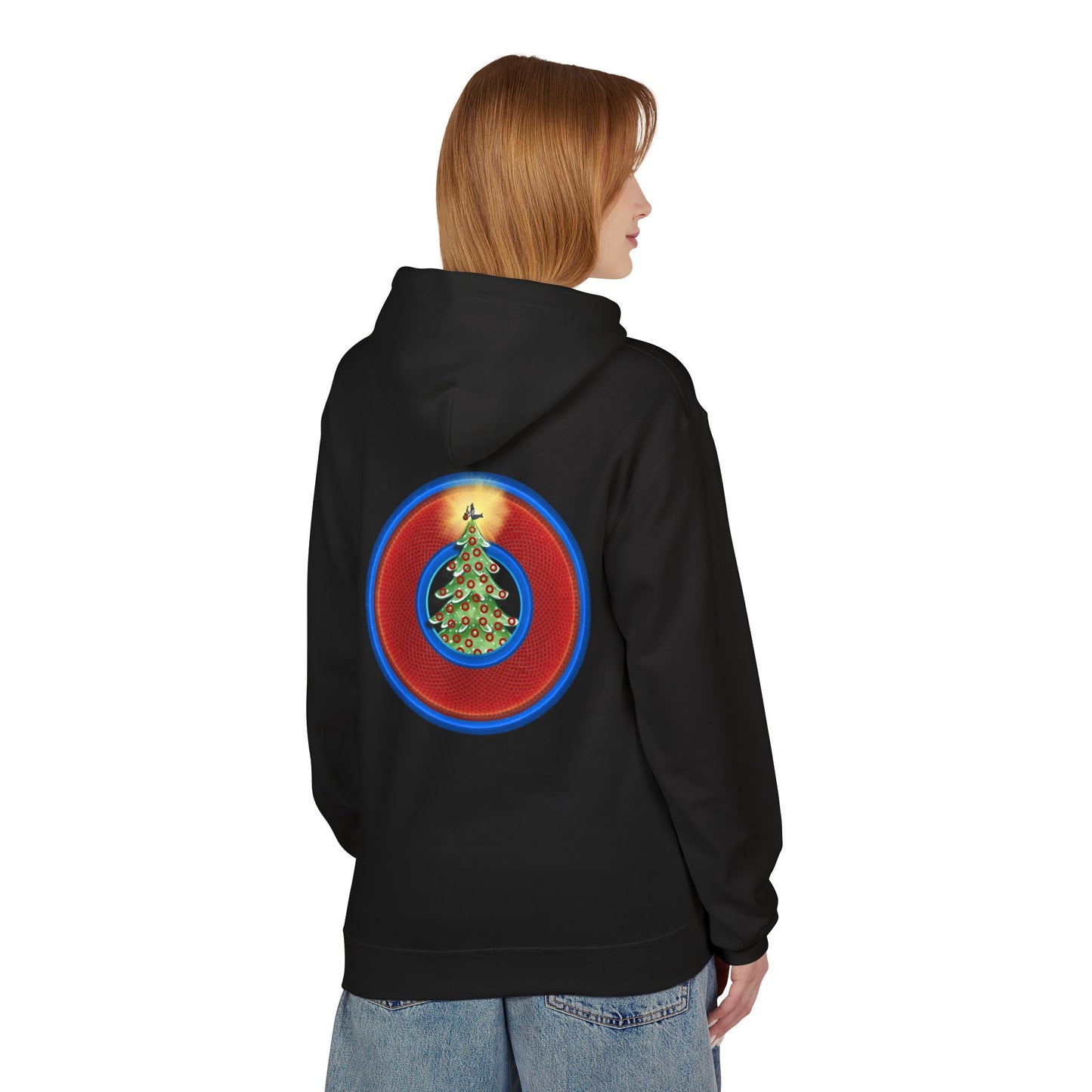 Fleece Harry Hoodies [Midweight Soft-style] - "It's Always Phishmas in Philly" - red rustic donut