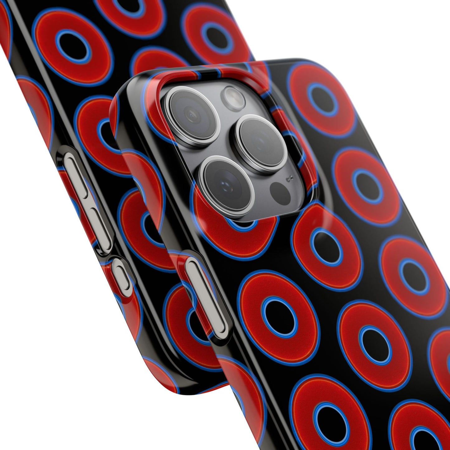 Lumpy Donut Snap Case - red vivid donut print w/black background