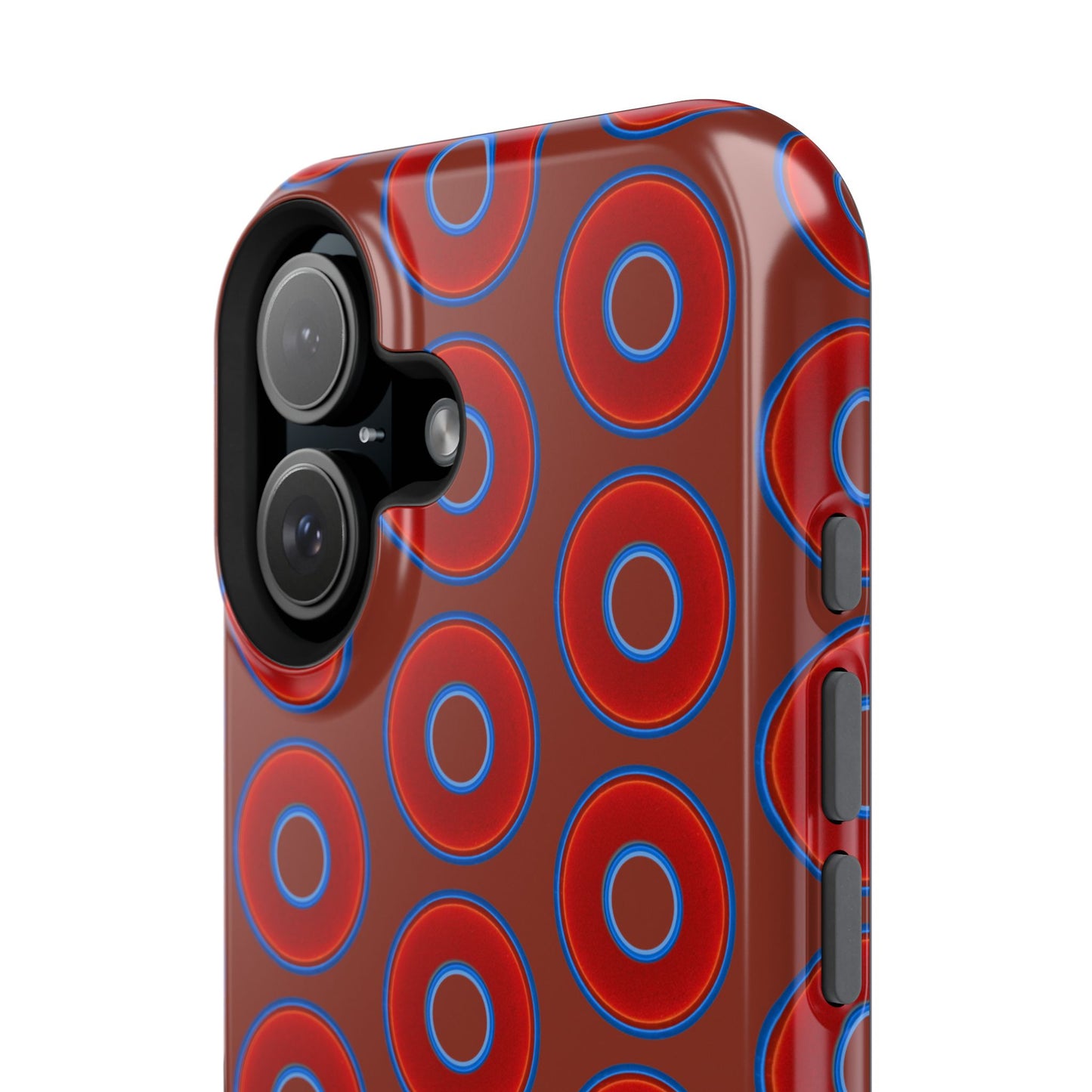 Impact-Resistant Lumpy Donut Case - red vivid donut print w/burnt umber background