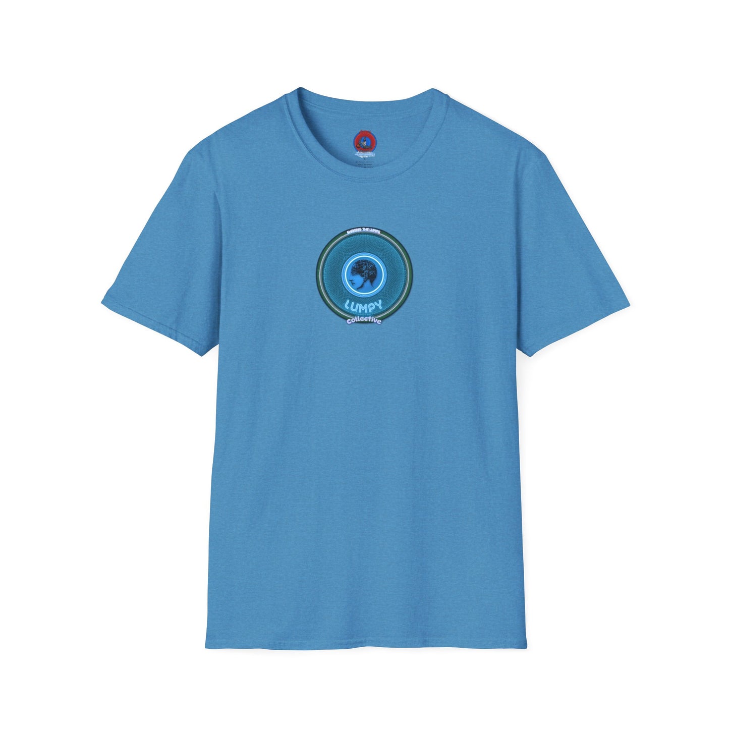 Classic Donut Tee - Unisex Soft-Style - "Lumpy Collective Donut" - aquamarine blue/green lumpy donut - variant 3