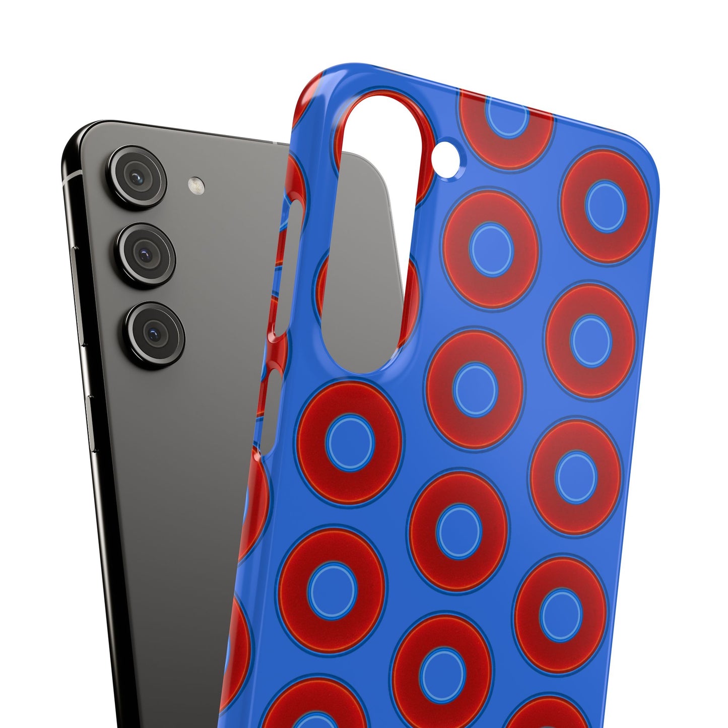 Lumpy Donut Snap Case - red vivid donut print w/medium royal blue background