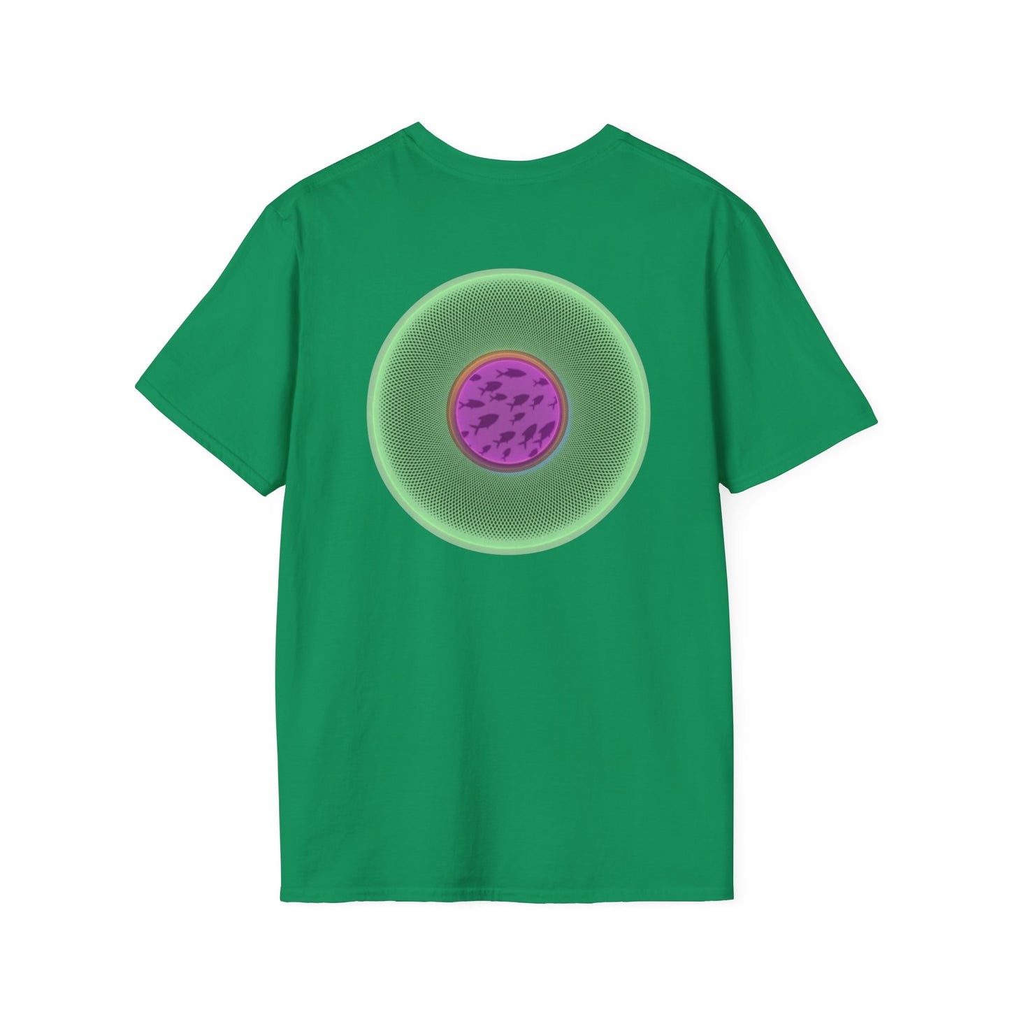 Classic Donut Tee - Unisex Soft-Style - "Swimming By" - variant 1 - series 1.0 - florescent green donut