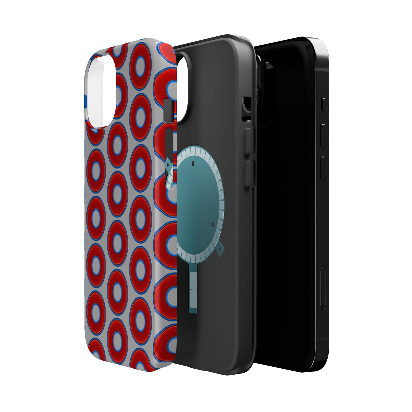 Magnetic Tough Donut Case - red vivid donut print w/light gray background