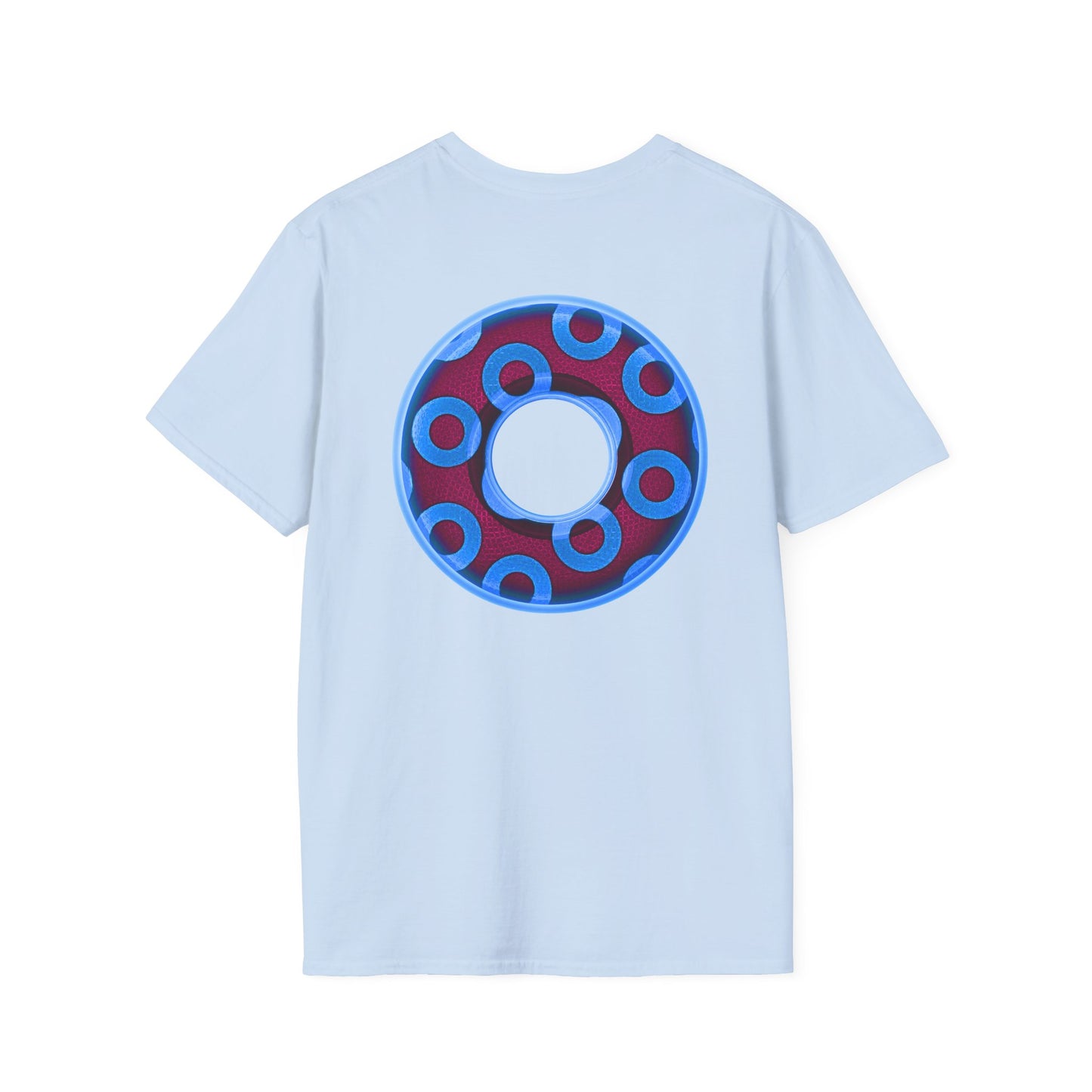 Plain Donuts/Unisex Soft-Style - "Plain Rustic Paradoxical Donuts" - light blue/burgundy donuts