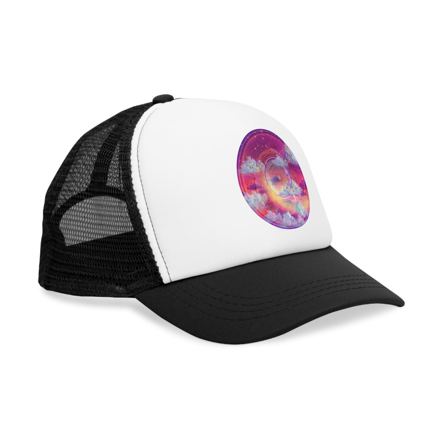 Lumpy Trucker Hat - "Conjurers of Donuts" - purplish/magenta donut