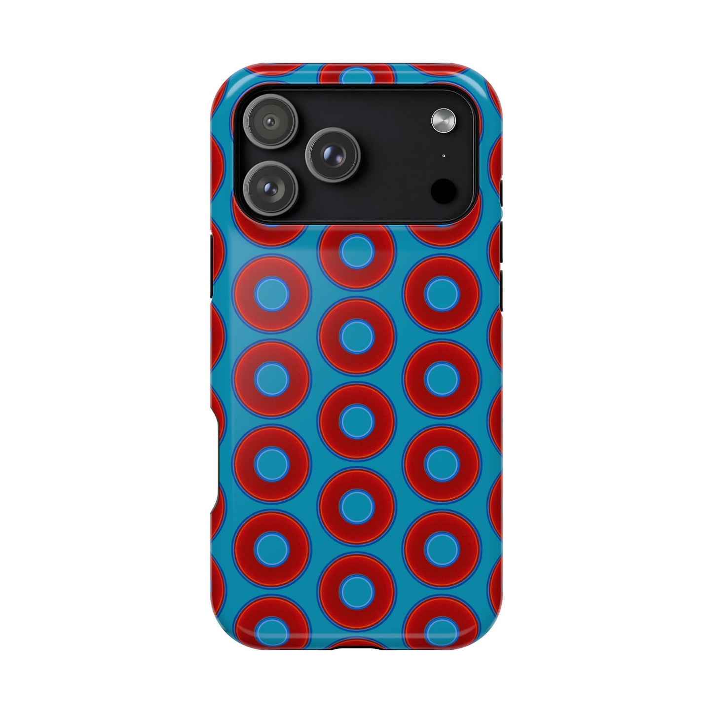 Magnetic Tough Donut Case - red vivid donut print w/aquamarine blue background