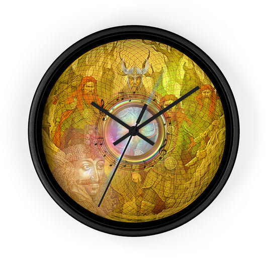 Lumpy Wall Clock - "Vlad's Impaling Donut" - gold symmetrical donut w/black background