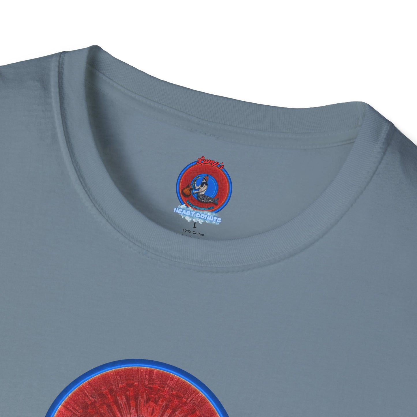 Classic Donut Tee - Unisex Soft-Style - "Graphic Translation Tee Shirt" - vivid red/blue tube donut - variant 1