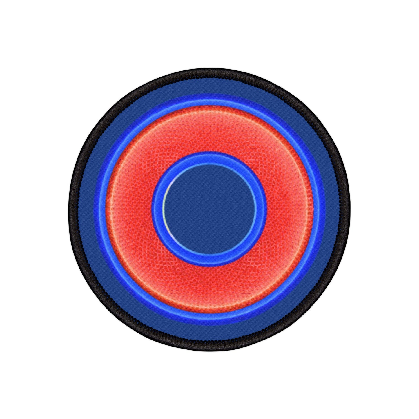 Iron-On Donut Patch - "Plain Rustic Donut" - red/blue rustic donut