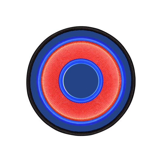 Iron-On Donut Patch - "Plain Rustic Donut" - red/blue rustic donut