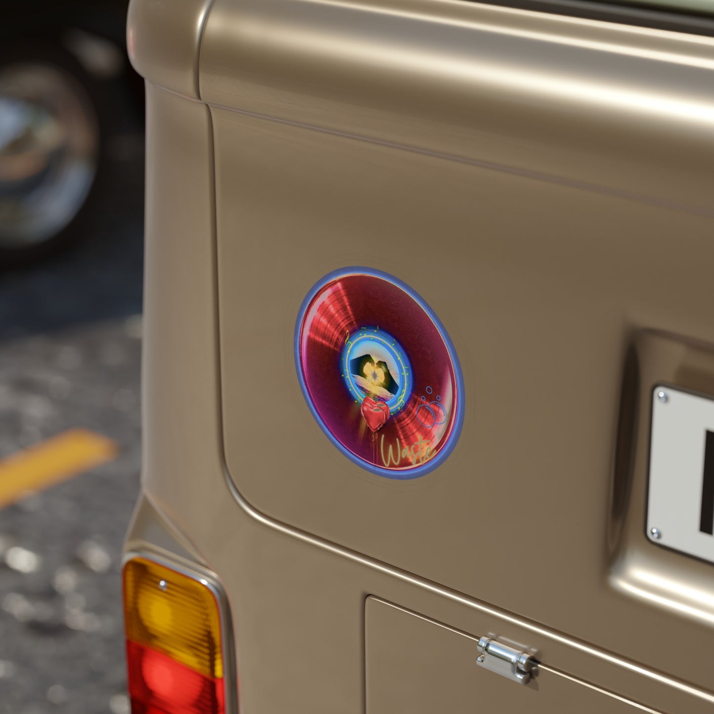 Donut Bumper/Outdoor Sticker - "A Waste of a Perfectly good Sticker" - variant 2 - red plain donut - [Die-Cut] 6"x 6"