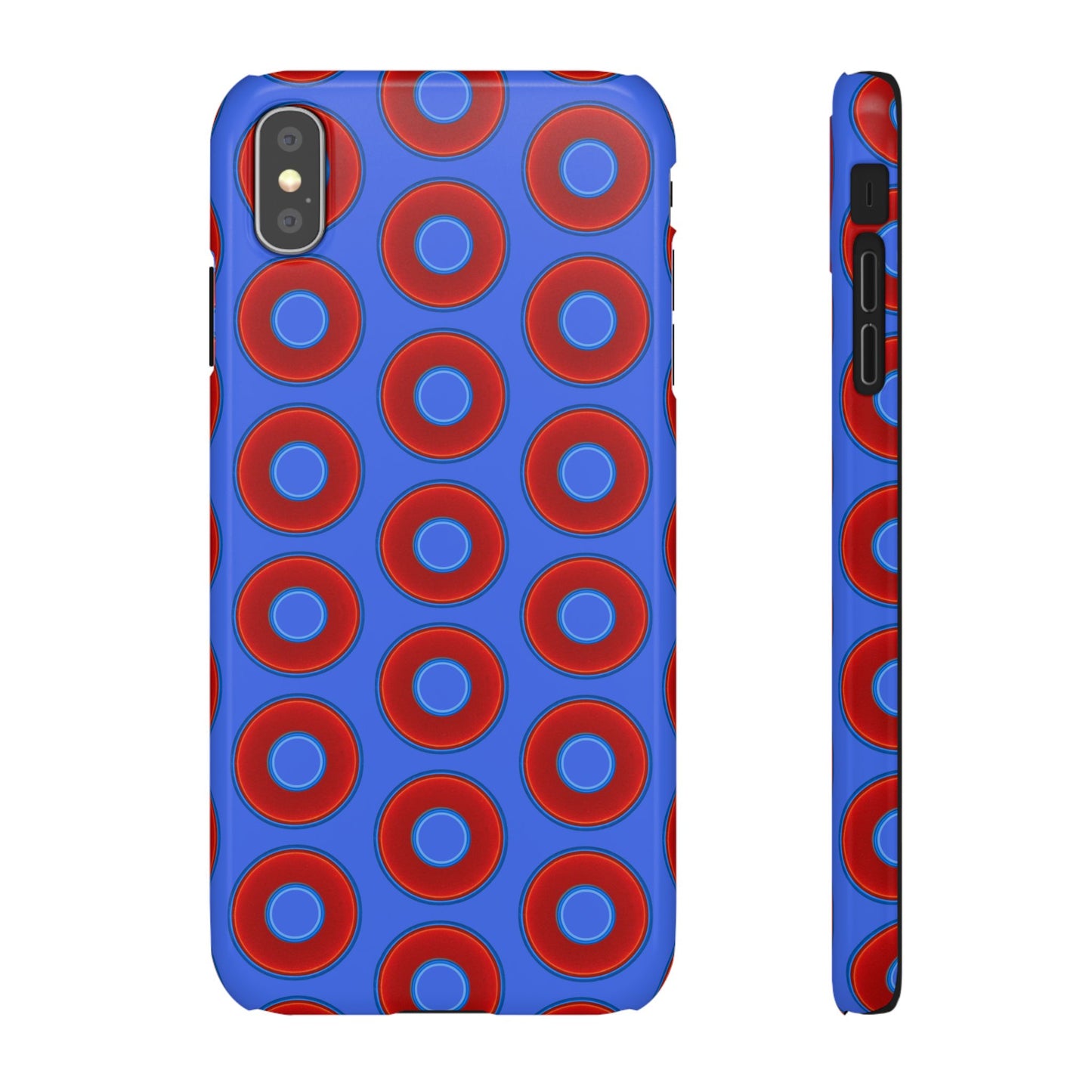 Lumpy Donut Snap Case - red vivid donut print w/royal blue background