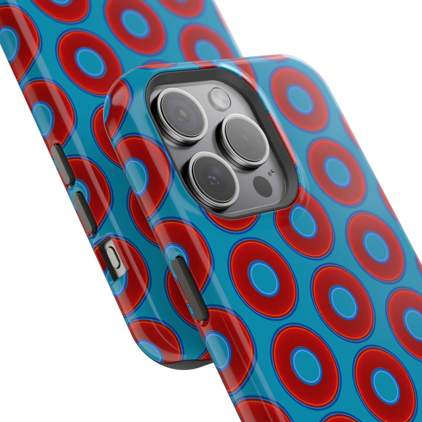 Magnetic Tough Donut Case - red vivid donut print w/aquamarine blue background