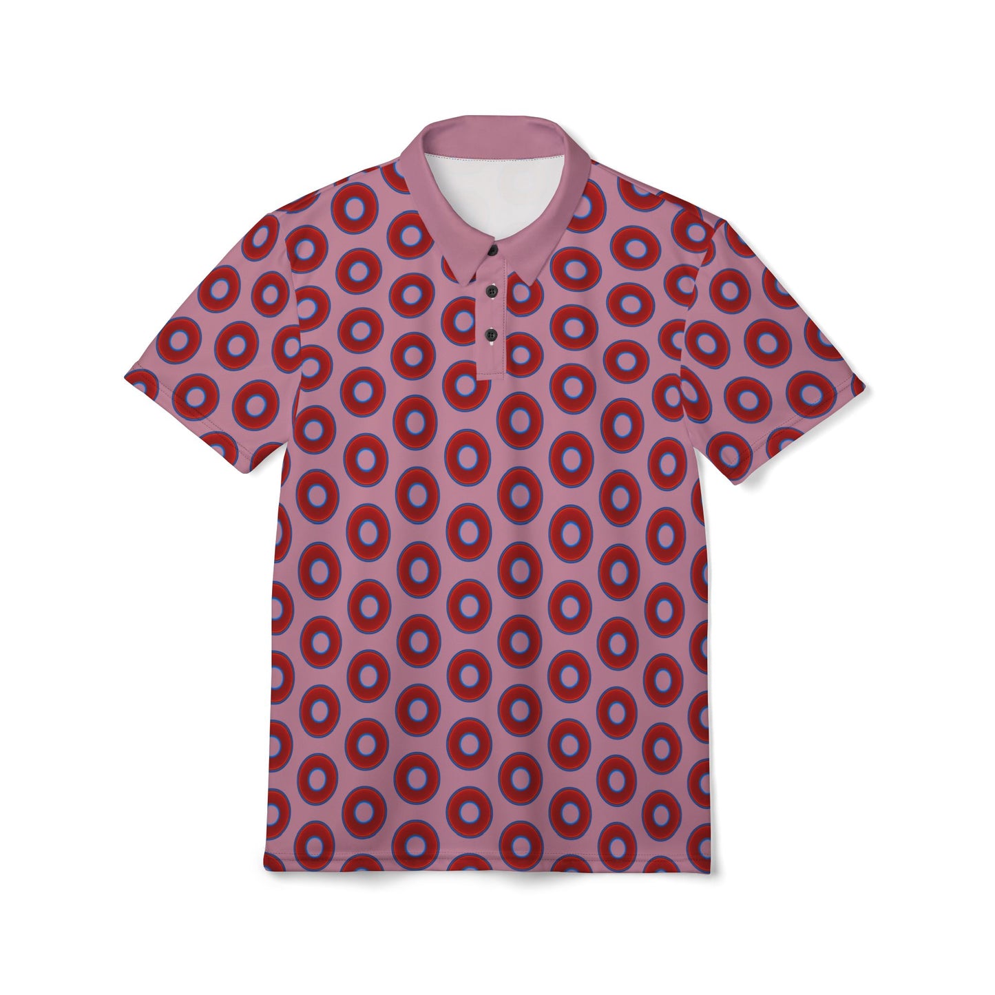 AOP Donut Polo - vivid donut print w/pale magenta background [unisex]