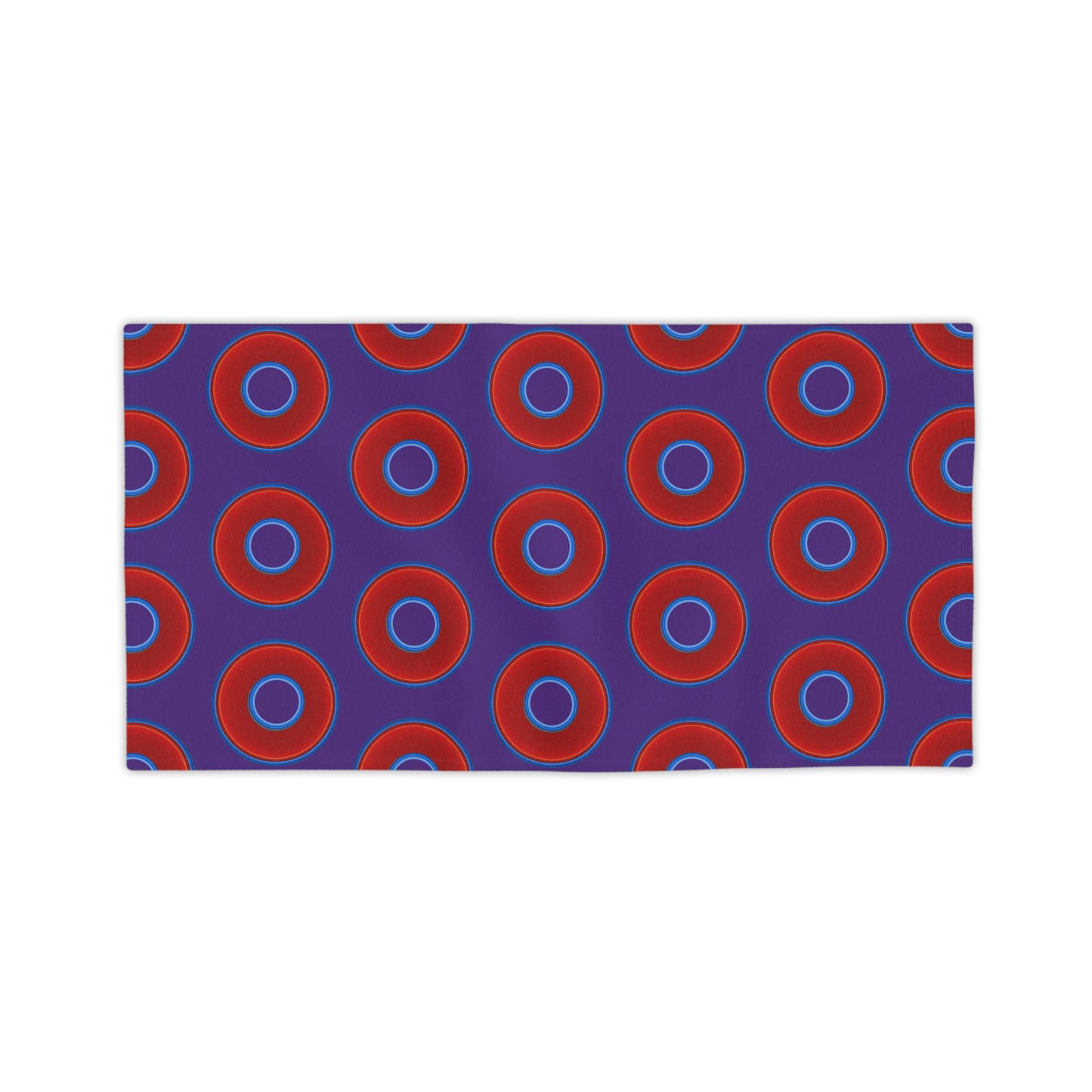 Lumpy Donut Towels - vivid red donuts w/purple background