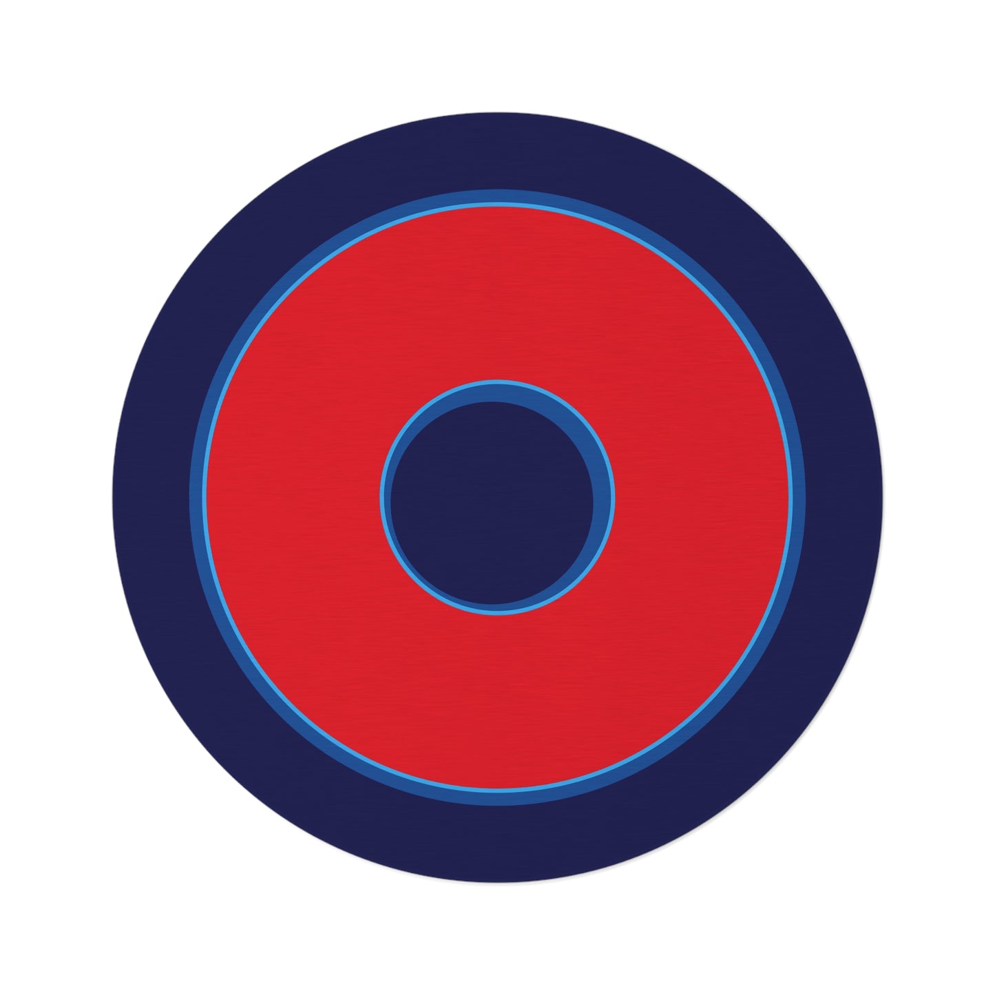 Round Room - 5 ft x 5 ft Lumpy Donut Rug - "Plain Shadowed Donut" - plain red donut w/navy background - variant 1
