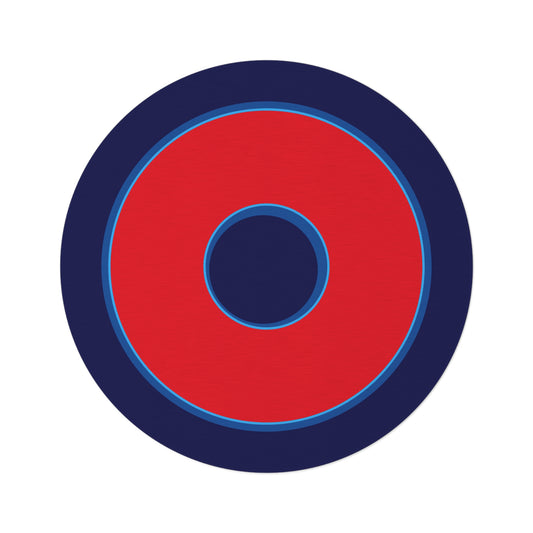 Round Room - 5 ft x 5 ft Lumpy Donut Rug - "Plain Shadowed Donut" - plain red donut w/navy background - variant 1