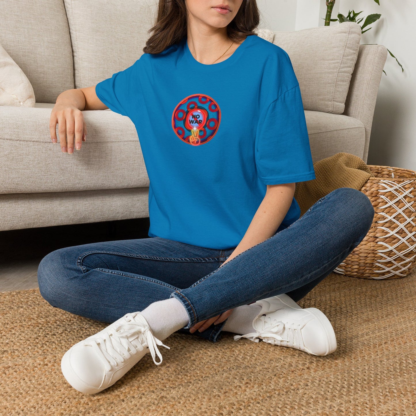 Classic Donut Tee - Unisex Soft-Style - "Peace of My Donut?" - blue/red rustic paradox donut