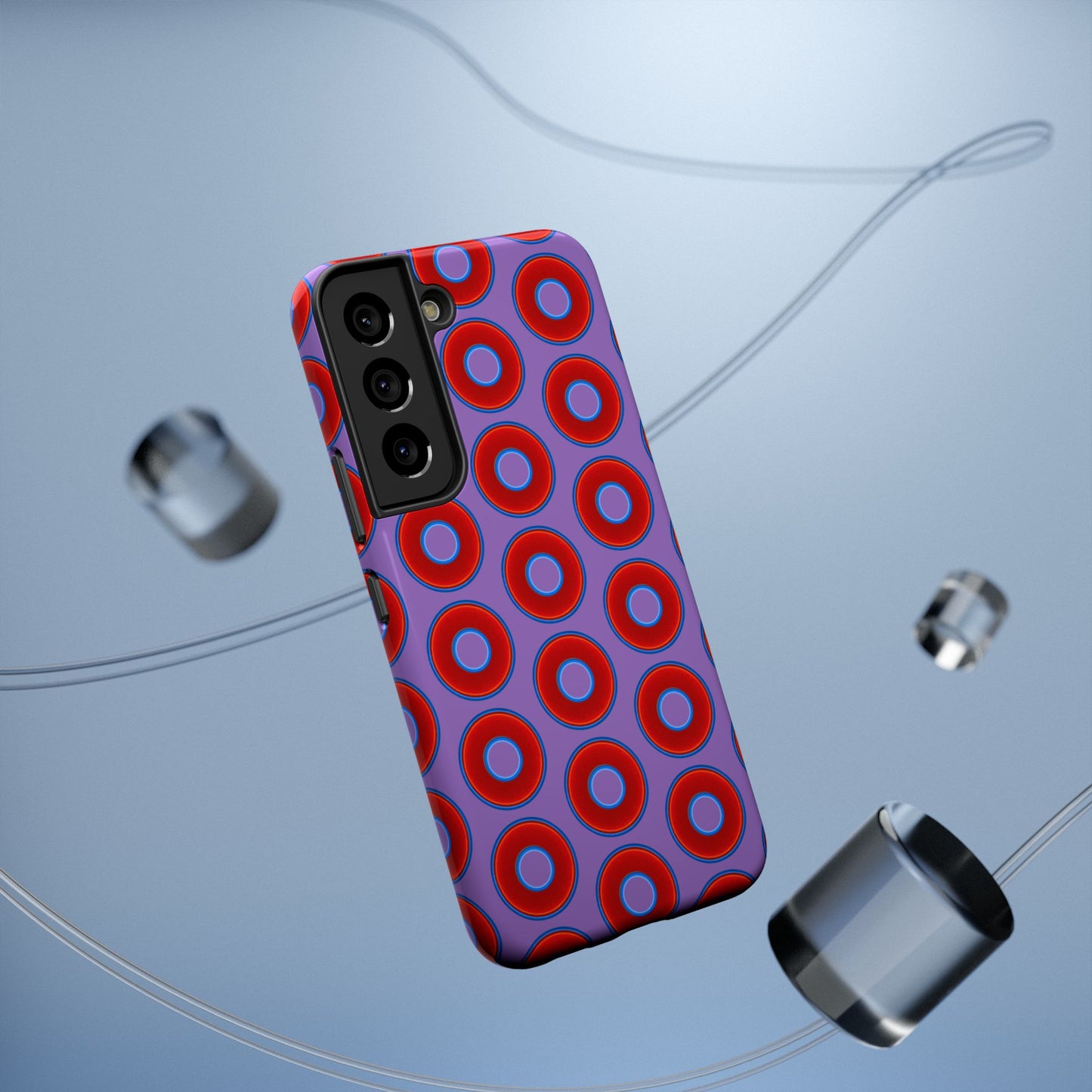 Impact-Resistant Lumpy Donut Case - red vivid donut print w/light purple background