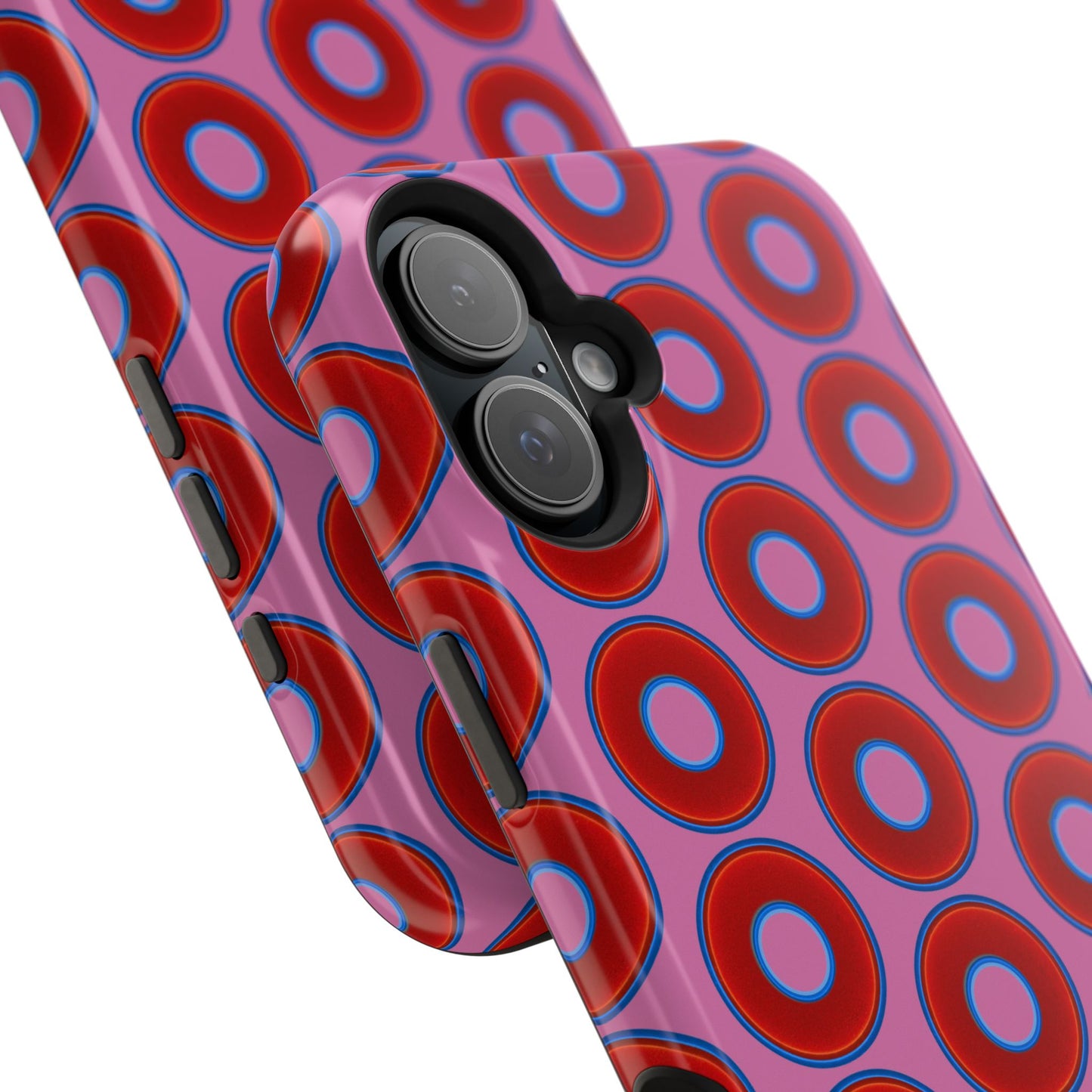 Magnetic Tough Donut Case - red vivid donut print w/pink background