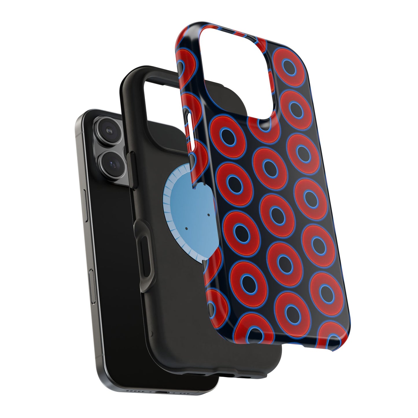 Magnetic Tough Donut Case - red vivid donut print w/blue charcoal background