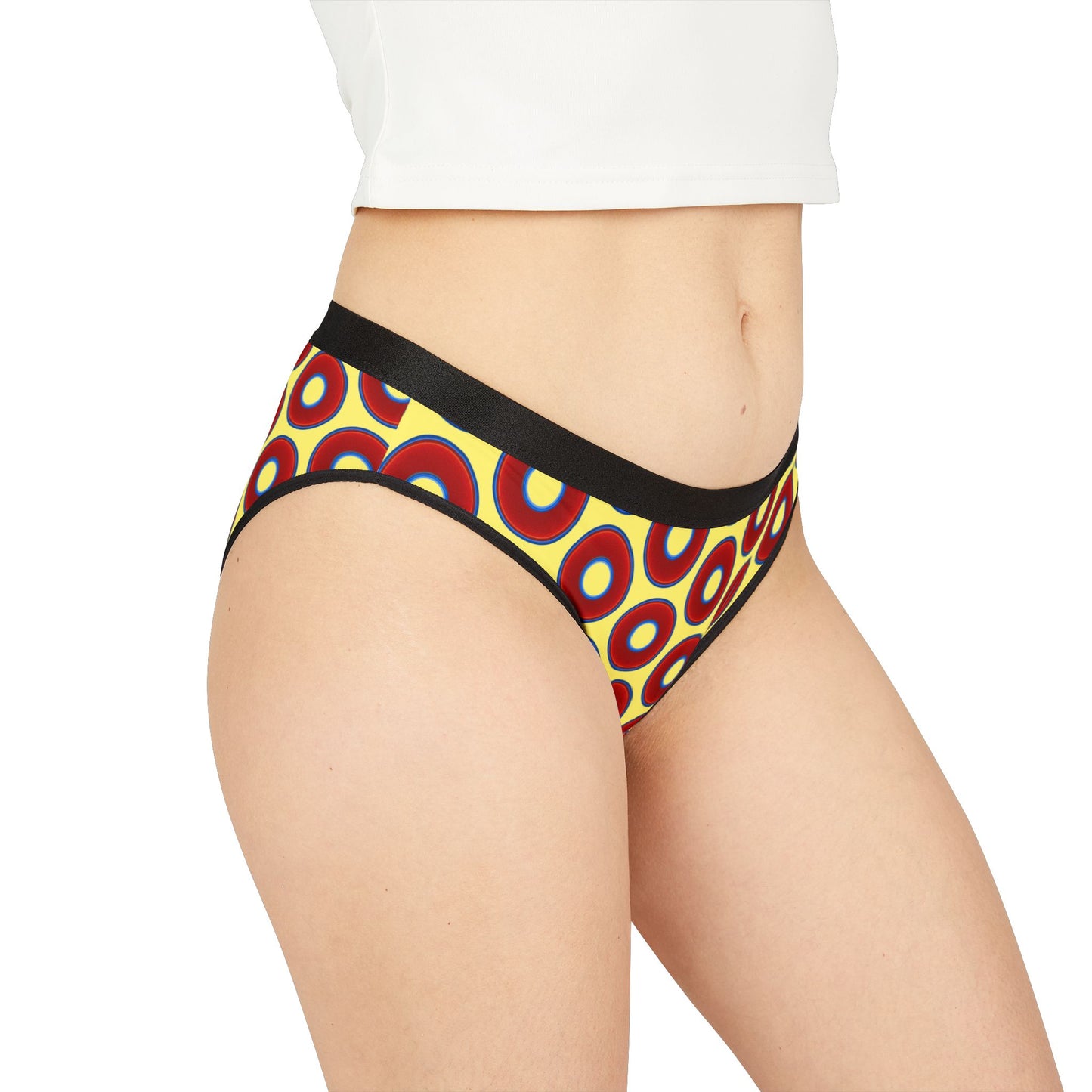 Lumpy Donut Underwear - vivid red donut print w/yellow background